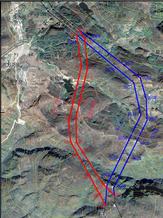 迁改路径示意图（红线为新建线路，蓝线为原线路）.png